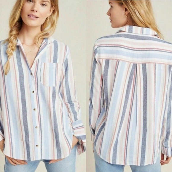 Anthropologie Maeve Chatham Striped Button Down - Picture 2 of 11
